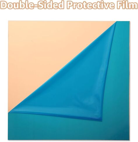 2pcs ورقة النحاس النقية 10 "× 10" × 0.02 "، سمك 24 (0.5 مم) ، 99.9 ٪ من المعدن CU ، ألواح نحاسية متصلة بالفيلم ، ورقة صفيحة نحاسية للزخرفة DIY الحرف اليدوية in Saudi Arabia