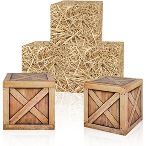 7 Pcs Hay Bales Boxes Set Western Cowboy Party Decorations - Pirate Party Decorations, Rustic Farmhouse Western Wooden Grain Boxes, Fake Hay Photo Booth Props Straw Boxes for Fall Harvest Halloween in Kuwait