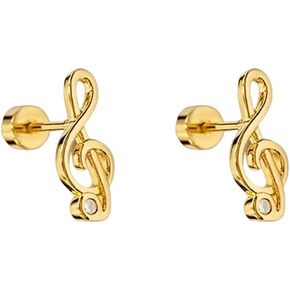 20g Music Note CZ Flat Screw Back Tiny Small Stud Earrings for Women Men Stainless Steel Cartilage Tragus Cute Simple Little Studs Hypoallergenic Sleeper Piercing Post Fashion Jewelry in Kuwait