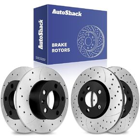 AutoShack Black Hat Drilled and Slotted Brake Rotors Front and Rear Brake Rotor Replacement Kit for 1998-2010 VW Beetle 1999-2006 Golf Jetta 1.8L 1.9L 2.0L 2.5L 2.8L V6 FWD PR44146-70 in Kuwait