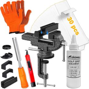 Golf Club Grip Vise Clamp Kit, 360° Swivel Portable Table Vise, Golf Club Calibration Tool, Club Grip Replacement Tool, Suitable for Golf Club Grips (with Solvent) in Saudi Arabia