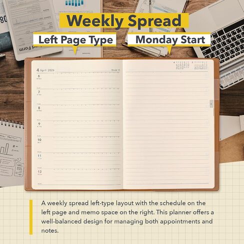 NOLTY Ecri B6 Memo Weekly Planner 2025, April Start, Japanese Edition, Navy in Kuwait