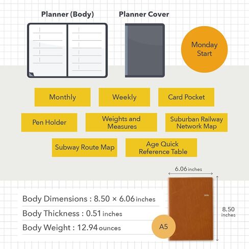 NOLTY Ecri B6 Memo Weekly Planner 2025, April Start, Japanese Edition, Navy in Kuwait