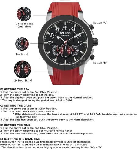 الساعات Mulco للرجال ، علبة الفولاذ المقاوم للصدأ الخور مع شريط سيليكون معصم أبيض ، حركة الكوارتز متعددة الوظائف كبيرة الوجه الممتاز عرض الرياضة الفخمة -100M ، مقاومة للماء in Kuwait