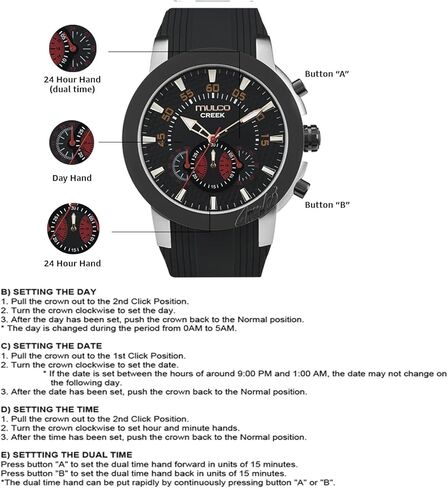 MULCO Watches for Men, Creek Stainless Steel Case with White Wrist Silicone Band, Quartz Multifunctional Movement Large Face Premium Analog Display-Luxury Sport Watch -100m, Waterproof in Kuwait