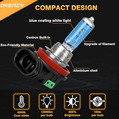OQSNCV Fit for Chevy Equinox (2010-2017) Halogen Headlight Bulbs,9005 High Beam + H11 Low Beam Light Headlamp Replacement Bulbs Kit, Pack of 4 in Saudi Arabia