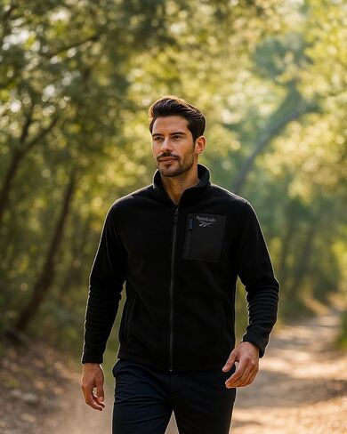 Reebok Mens Fleece Jacket - Softshell Polar Fleece Zip Up Jacket for Hiking & Workout - Lightweight Winter Jackets for Men in Saudi Arabia