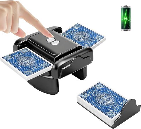 Rechargeable Automatic Card Shuffler for 1-2 Decks, Low Noise & Portable Electric Shuffling Machine for Poker, Blackjack, UNO, Texas Hold'em, Skip-Bo, Phase 10 in Kuwait