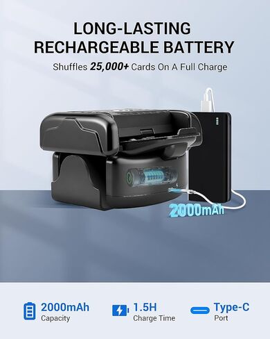 Rechargeable Automatic Card Shuffler for 1-2 Decks, Low Noise & Portable Electric Shuffling Machine for Poker, Blackjack, UNO, Texas Hold'em, Skip-Bo, Phase 10 in Kuwait