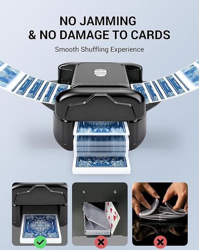 Rechargeable Automatic Card Shuffler for 1-2 Decks, Low Noise & Portable Electric Shuffling Machine for Poker, Blackjack, UNO, Texas Hold'em, Skip-Bo, Phase 10 in Kuwait