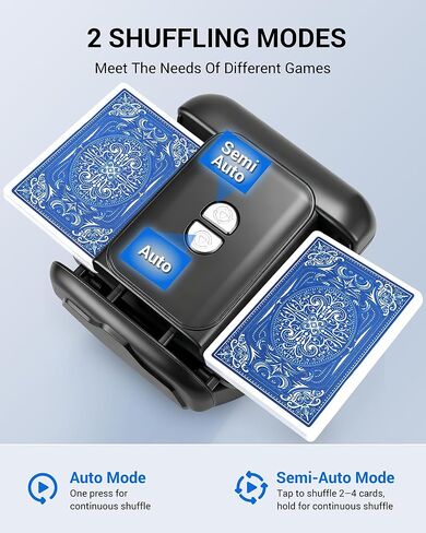 Rechargeable Automatic Card Shuffler for 1-2 Decks, Low Noise & Portable Electric Shuffling Machine for Poker, Blackjack, UNO, Texas Hold'em, Skip-Bo, Phase 10 in Kuwait