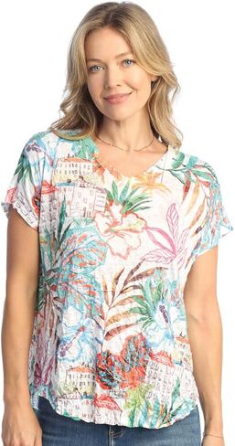 Jess & Jane Rayon Burnout Screded Short Sleeve Top - RC7 in Kuwait