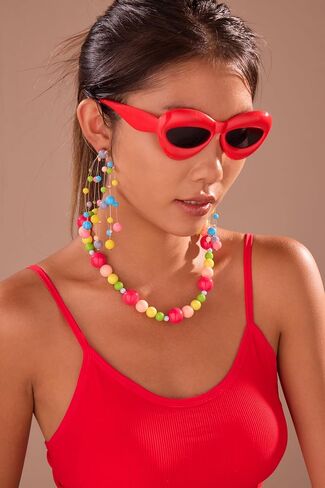 Colorful Beaded Earrings for Women – Handmade Rainbow Dangle Earrings with 925 Silver Posts, Boho Statement Jewelry for Parties, Gifts, or Everyday Style in Kuwait