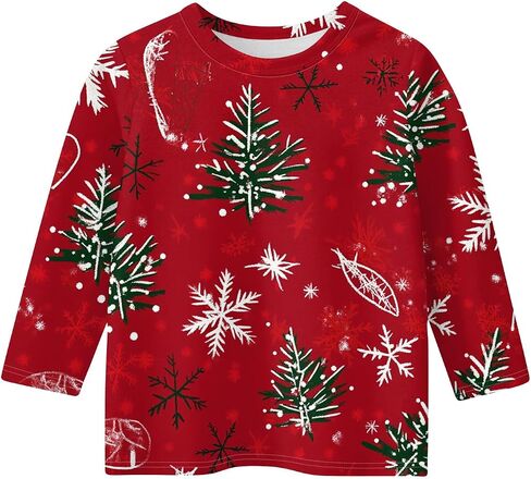 Christmas Shirts for Girls Funny Holiday 3/4 Sleeve Cute Shirts 3/4 Length Sleeve Crew Neck Tops Loose Holiday Blouses in Saudi Arabia