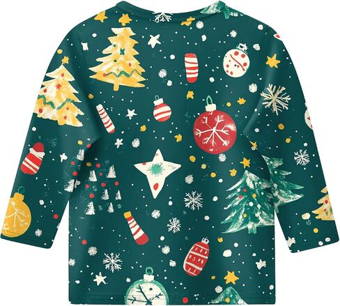 Christmas Shirts for Girls Funny Holiday 3/4 Sleeve Cute Shirts 3/4 Length Sleeve Crew Neck Tops Loose Holiday Blouses in Kuwait