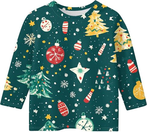 Christmas Shirts for Girls Funny Holiday 3/4 Sleeve Cute Shirts 3/4 Length Sleeve Crew Neck Tops Loose Holiday Blouses in Kuwait