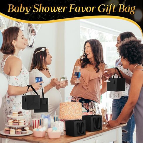 Windyun 50 PCS Mini Paper Gift Facs with Handle 6 × 6 × 6 '' Square Small Favor Bag مع DIY Thank You Tark for Birthday Wedder Bridal Duffer Birthmaid Gridesment Party (Kraft) in Saudi Arabia