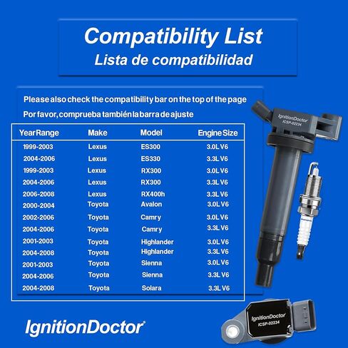 Set of 4 Iridium Spark Plugs and Ignition Coil Pack UF596 Compatible with Toyota Corolla 2009-2018 Prius Matrix Prius V, Lexus CT200h 2011-2017, Scion xD & Pontiac Vibe 1.8L L4 UF619 in Kuwait