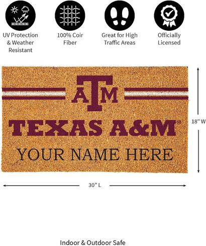 Team Sports America NCAA Texas A&M Coir Doormat 36"x24", Official Full Color Team Logo, Extra Large Front Door Mat, Outdoor Indoor Entrance Rug, Non-Slip Welcome Mat for Porch Patio in Saudi Arabia