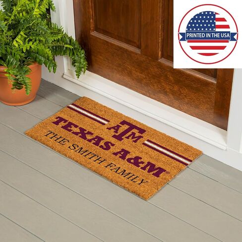 Team Sports America NCAA Texas A&M Coir Doormat 36"x24", Official Full Color Team Logo, Extra Large Front Door Mat, Outdoor Indoor Entrance Rug, Non-Slip Welcome Mat for Porch Patio in Saudi Arabia