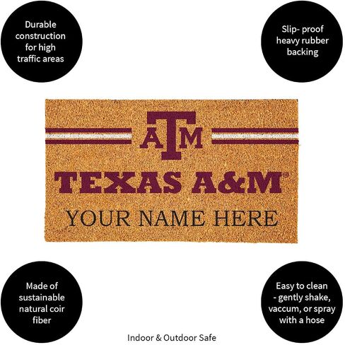Team Sports America NCAA Texas A&M Coir Doormat 36"x24", Official Full Color Team Logo, Extra Large Front Door Mat, Outdoor Indoor Entrance Rug, Non-Slip Welcome Mat for Porch Patio in Saudi Arabia