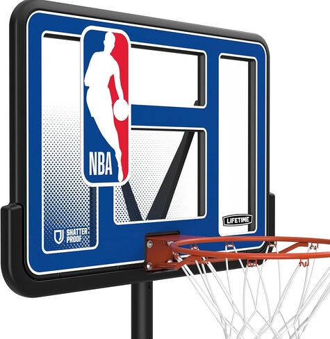 طوق كرة السلة المحمول Lifetime NBA League Edition، ارتفاع قابل للتعديل 7.5-10 قدم، لوحة خلفية مقاومة للكسر 44 بوصة، قاعدة بعجلات in Kuwait
