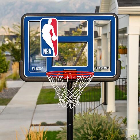 طوق كرة السلة المحمول Lifetime NBA League Edition، ارتفاع قابل للتعديل 7.5-10 قدم، لوحة خلفية مقاومة للكسر 44 بوصة، قاعدة بعجلات in Kuwait