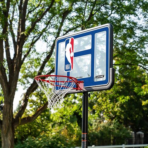 طوق كرة السلة المحمول Lifetime NBA League Edition، ارتفاع قابل للتعديل 7.5-10 قدم، لوحة خلفية مقاومة للكسر 44 بوصة، قاعدة بعجلات in Kuwait