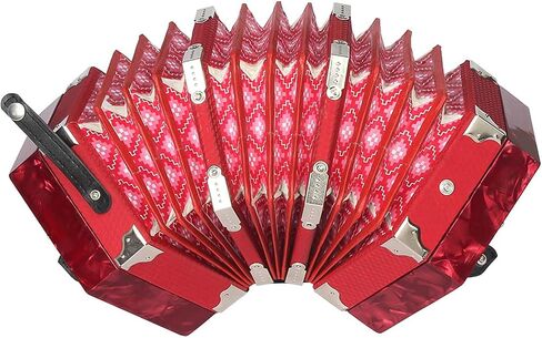 Greensen 20 Button 40 Anglo Style Concertina Accordion with Red Pearloid End Plates Adjustable Hand Straps and Carrying Bag for Beginners Musicians (Red) in Saudi Arabia