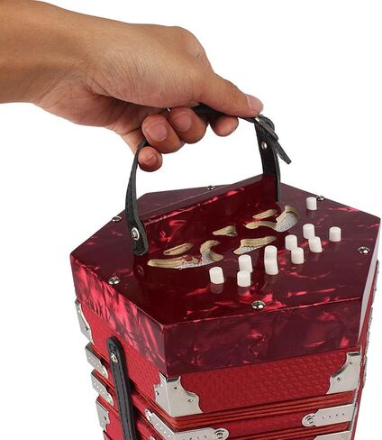 Greensen 20 Button 40 Anglo Style Concertina Accordion with Red Pearloid End Plates Adjustable Hand Straps and Carrying Bag for Beginners Musicians (Red) in Saudi Arabia