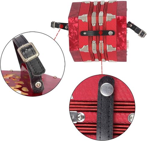 Greensen 20 Button 40 Anglo Style Concertina Accordion with Red Pearloid End Plates Adjustable Hand Straps and Carrying Bag for Beginners Musicians (Red) in Saudi Arabia