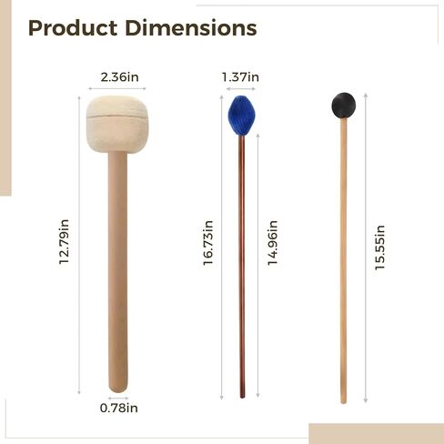 6-Piece Percussion Mallet Set, Wooden Handled Mallets With Rubber And Wool Heads, Ideal For Xylophone And Marimba in Saudi Arabia
