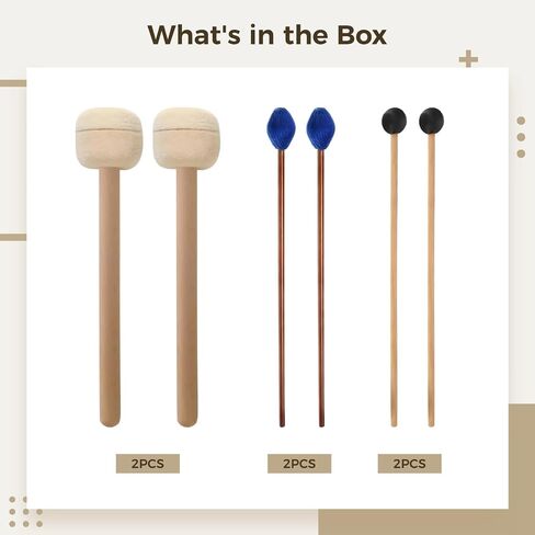 6-Piece Percussion Mallet Set, Wooden Handled Mallets With Rubber And Wool Heads, Ideal For Xylophone And Marimba in Saudi Arabia