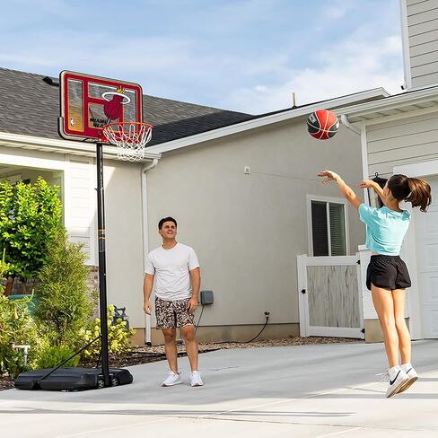 طوق كرة السلة المحمول Lifetime NBA League Edition، ارتفاع قابل للتعديل 7.5-10 قدم، لوحة خلفية مقاومة للكسر 44 بوصة، قاعدة بعجلات in Kuwait