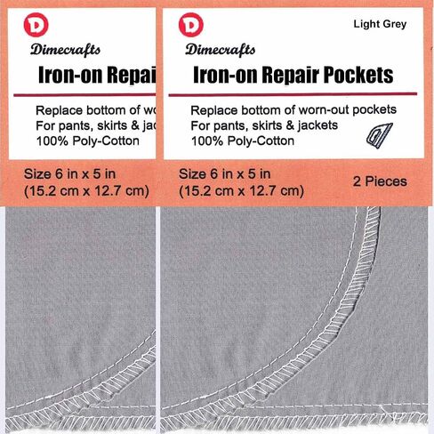 -1 Pair Dimecrafts Heat-Set (Iron-on) Repair Pockets for Replacement/Extension of Trousers/Jeans (White 2 Bags) in Saudi Arabia