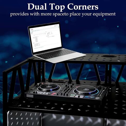 Portable DJ Booth Facade Stand, Foldable DJ Table 40" x 20" x 45" Tabletop, DJ Facade Station for DJ Controller, Mixer & LaptopEvents&Parties – Includes Carry Bag&Two Metal Corner Tables. in Kuwait