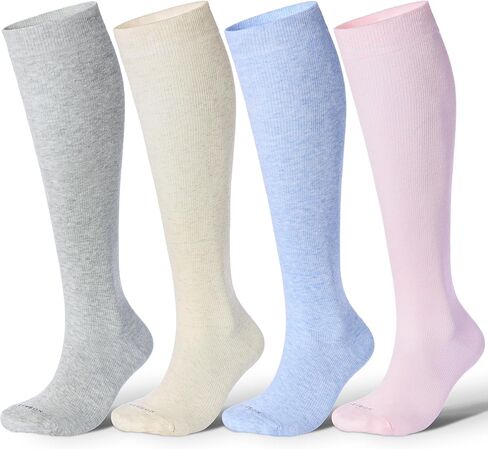 جوارب ضغط قطنية من LEVSOX للنساء والرجال 20-30 مم زئبق، جورب دعم عالي للركبة للممرضات والحمل الطائر in Kuwait