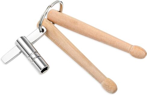 Drum Key Mini Drum Sticks Keychain, Wooden Dual Drumstick with Universal Drums Tuning Key Percussion Keys Ring Drummer Gifts and Percussion Accessories in Saudi Arabia