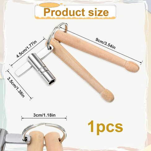 Drum Key Mini Drum Sticks Keychain, Wooden Dual Drumstick with Universal Drums Tuning Key Percussion Keys Ring Drummer Gifts and Percussion Accessories in Saudi Arabia