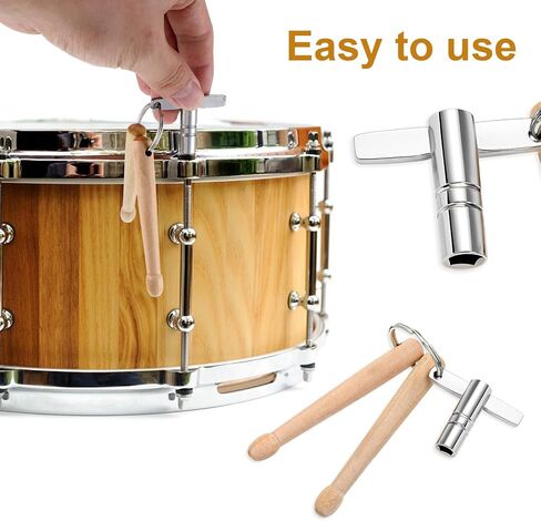 Drum Key Mini Drum Sticks Keychain, Wooden Dual Drumstick with Universal Drums Tuning Key Percussion Keys Ring Drummer Gifts and Percussion Accessories in Saudi Arabia
