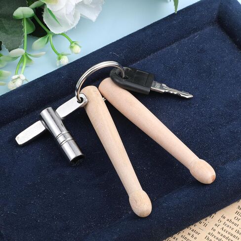 Drum Key Mini Drum Sticks Keychain, Wooden Dual Drumstick with Universal Drums Tuning Key Percussion Keys Ring Drummer Gifts and Percussion Accessories in Saudi Arabia