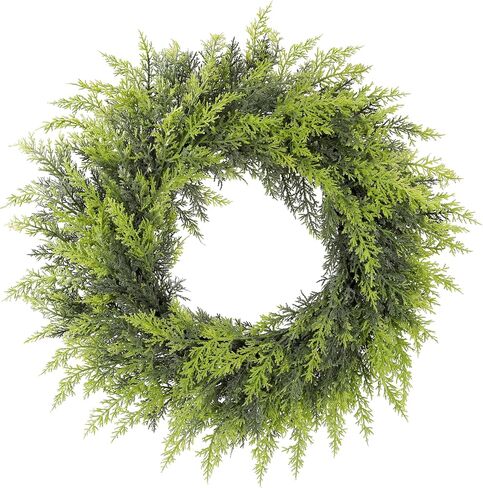 Real Touch Artificial Cedar Wreath 20" with Bell Fake Christmas Wreaths for Front Door Faux Pine Greenery Heart Wreaths for Home,Window,Table,Mantle,Wall,Indoor,Outdoor Xmas Decorations in Saudi Arabia