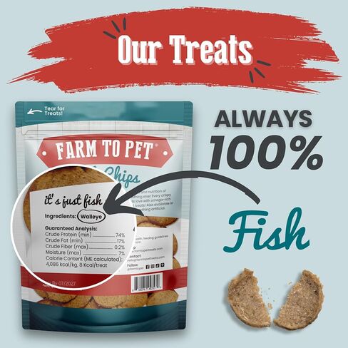 Farm To Pet - Dog Training Treats - Fish Chips, Single Ingredient, Lean, All Natural, Healthy Treats for Small, Medium, Large Dog Breeds, & Puppies, Made in USA in Saudi Arabia