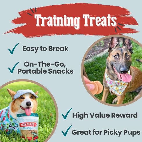 Farm To Pet - Dog Training Treats - Fish Chips, Single Ingredient, Lean, All Natural, Healthy Treats for Small, Medium, Large Dog Breeds, & Puppies, Made in USA in Saudi Arabia