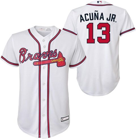 Ronald Acuna Jr. Atlanta Braves MLB Kids Youth 8-20 White Home Player Jersey in Saudi Arabia