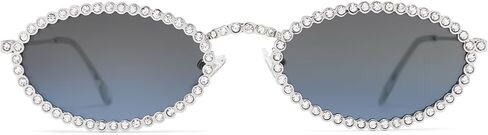 SOJOS Retro Skinny Oval Rhinestone Sunglasses for Women 90s Styles Bling Hippie Disco Trendy Sun Glasses Small Face SJ1205 in Saudi Arabia