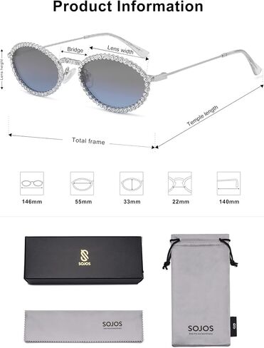SOJOS Retro Skinny Oval Rhinestone Sunglasses for Women 90s Styles Bling Hippie Disco Trendy Sun Glasses Small Face SJ1205 in Saudi Arabia