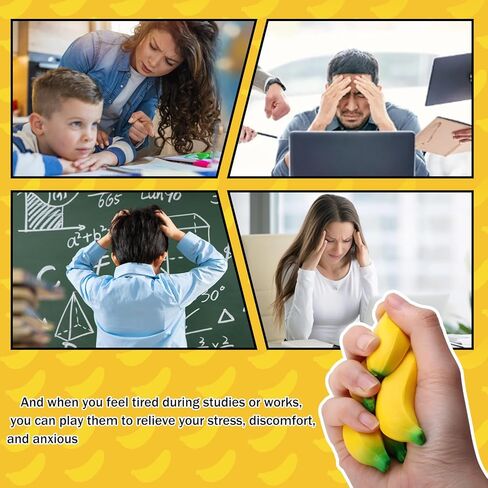 15 PCS Toys Toys Party Favors ، Bananas Stretchy Toys Pu Relief Leaff Leaving Calls ، Banana Toy for Relief Birthday Decoration Party Supplies (2.36 inch) in Kuwait