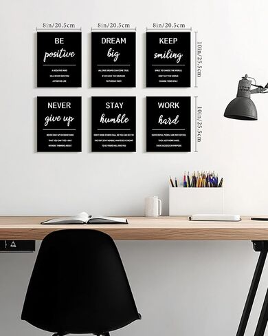KUVIOKE Inspirational Framed Wall Art Motivational Quotes Wall Decor Encouraging Office Posters Positive Affirmations Sayings for Classroom Bedroom Living Room Ready to Hang Set of 6, 8x10in (Framed) in Kuwait
