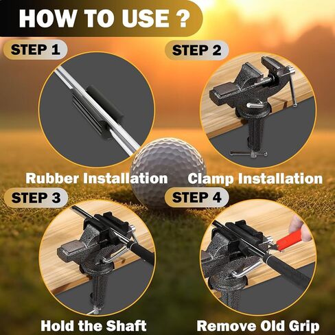 Golf Club Grip Vise Clamp Kit, 360° Swivel Portable Table Vise, Golf Club Calibration Tool, Club Grip Replacement Tool, Suitable for Golf Club Grips (with Solvent) in Saudi Arabia